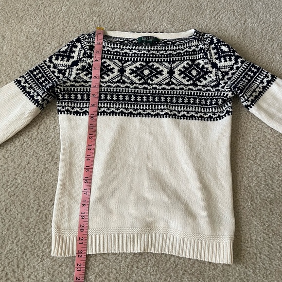 Lauren Ralph Lauren Black and Cream Patterned Sweater petite small - Picture 6 of 7